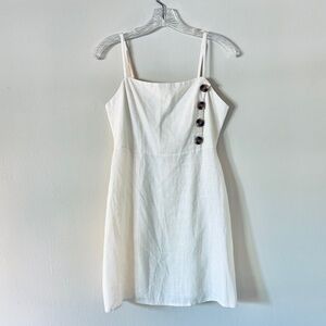 Kendall and Kylie square neck linen blend off white mini dress